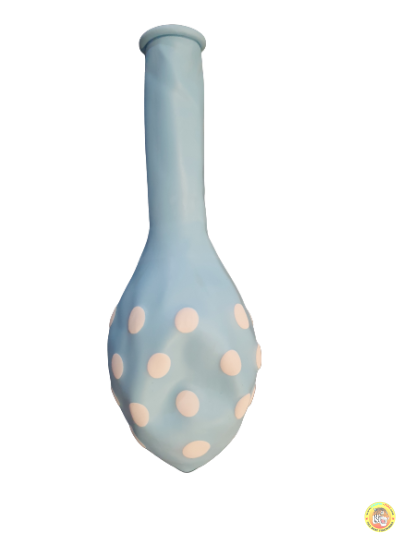 Балони пастел макарон с принт бели точки - 30см, 10бр., цвят бебешко синьо