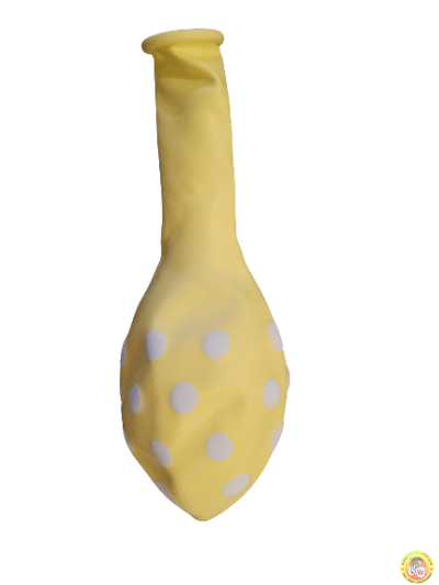 Балони пастел макарон с принт бели точки - 30см, 10бр., цвят жълт