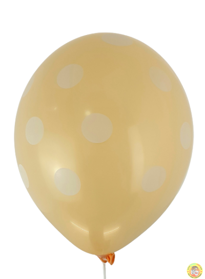 Балони пастел макарон с принт бели точки - 30см, 10бр., цвят праскова