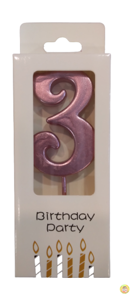 Свещички металик розово злато цифра 3