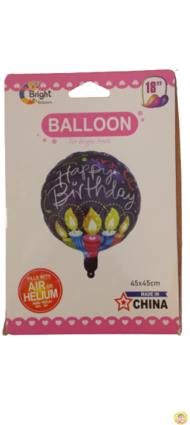 Фолиев кръгъл балон Happy birthday 18