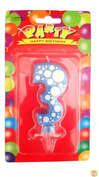 Свещичка за рожден ден-синя на точки- 3
