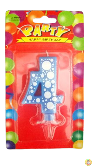 Свещичка за рожден ден-синя на точки- 4