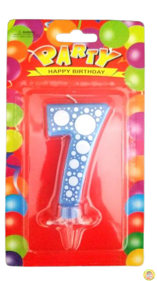 Свещичка за рожден ден-синя на точки- 7