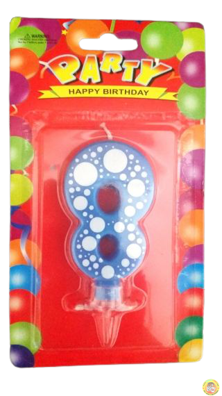 Свещичка за рожден ден-синя на точки- 8
