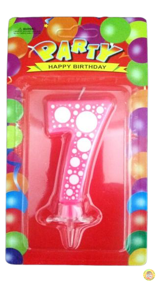 Свещичка за рожден ден-розова на точки- 7