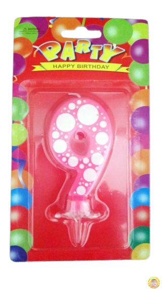 Свещичка за рожден ден-розова на точки- 9