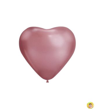 Балон сърце, латекс, хром - розов цвят , 30см, 25бр., CRC-12 91