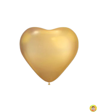 Балон сърце, латекс, хром - цвят злато, 30см, 25бр., CRC-12 88