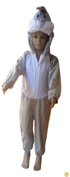 Детски костюм Зайче S - сиво