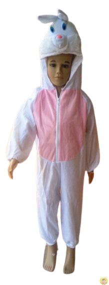 Детски костюм Зайче S - бяло и розово
