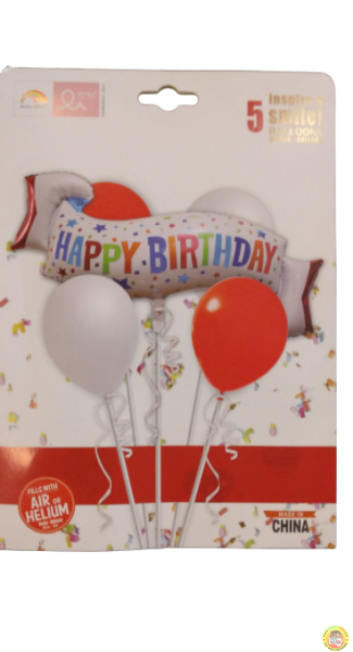 Комплект балони фолио и латекс банер HAPPY BIRTHDAY /5 броя/