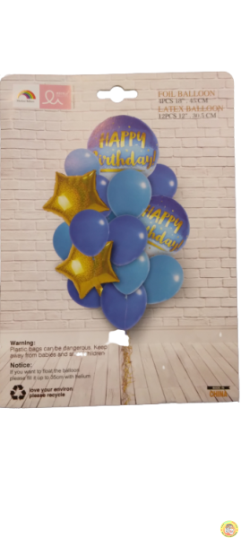 Комплект балони фолио и латекс синьо HAPPY Birthday /16 броя/